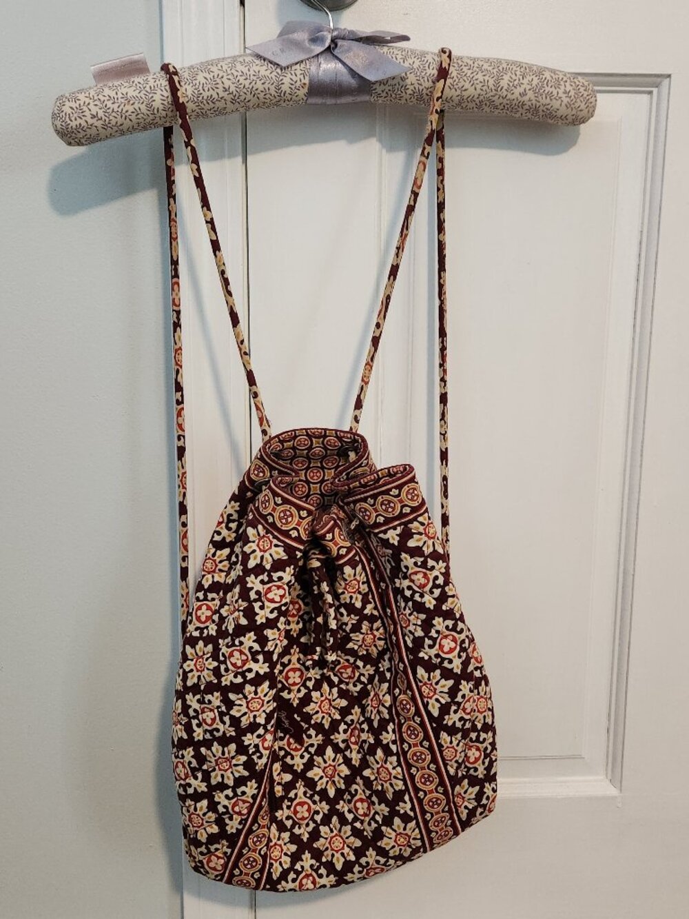 Vera Bradley Medallion Burgundy and Cream Backpack (Retired Patten)